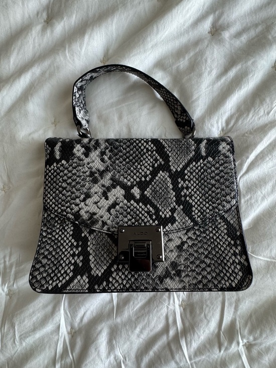 Aldo Handbags - ALDO Black & Gray Snake-Print Top Handle Satchel